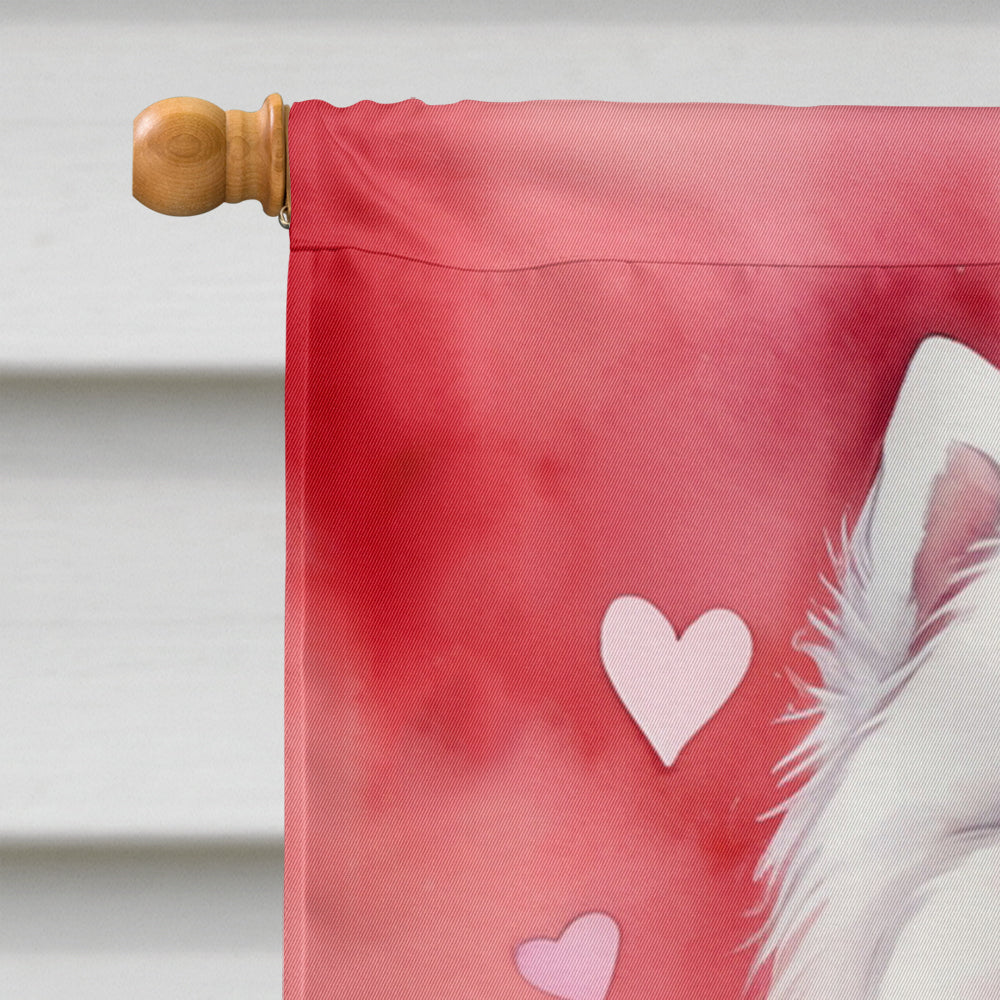 Samoyed My Valentine House Flag 28x40 Porch Sleeve Pole Decorative Outside Yard Banner Artwork Wall Hanging, Polyester