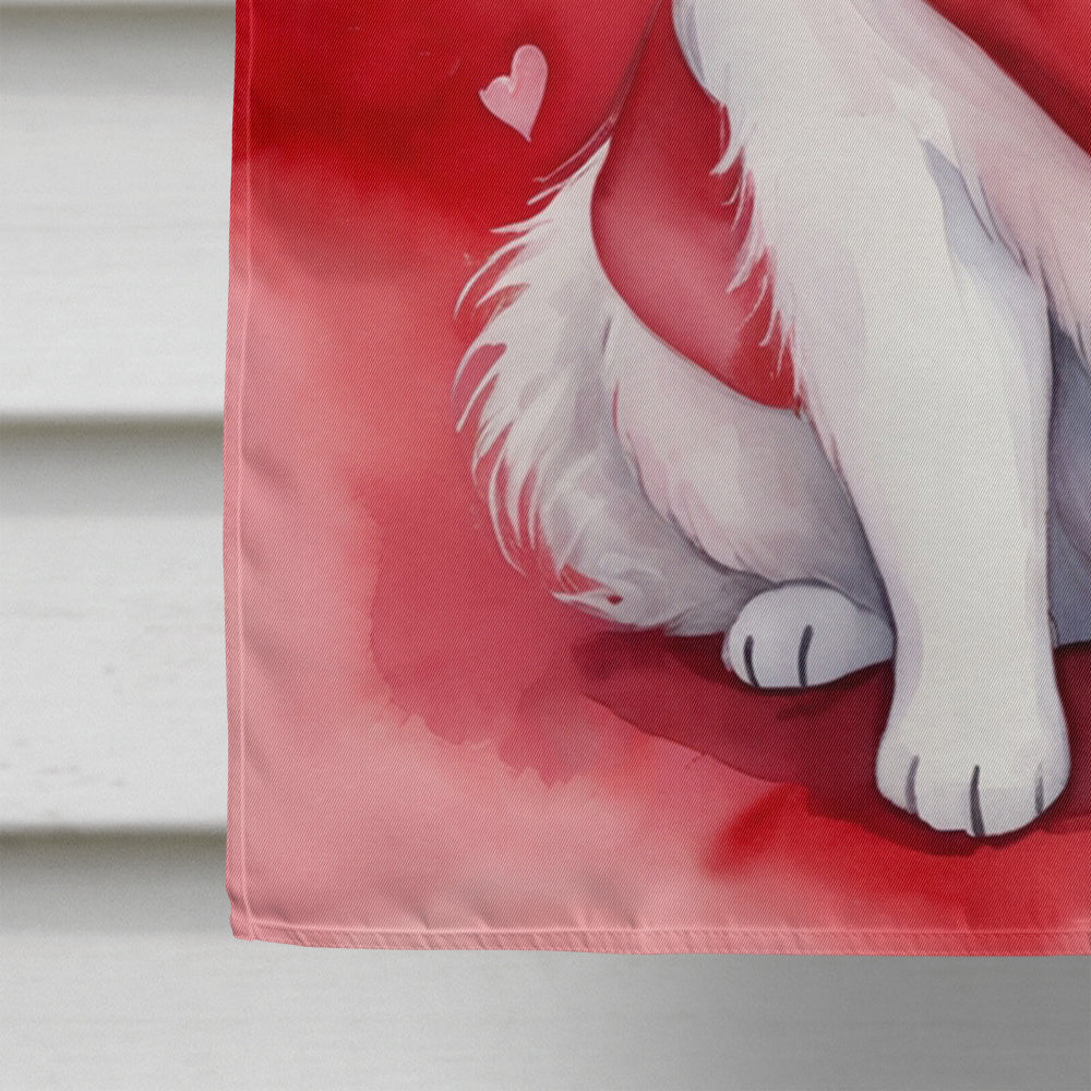 Samoyed My Valentine House Flag 28x40 Porch Sleeve Pole Decorative Outside Yard Banner Artwork Wall Hanging, Polyester