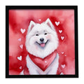 Samoyed My Valentine Framed Metal Print Bathroom, Kitchen, Office, Home Decor Wall Art Ready to Hang, Square, 8X8