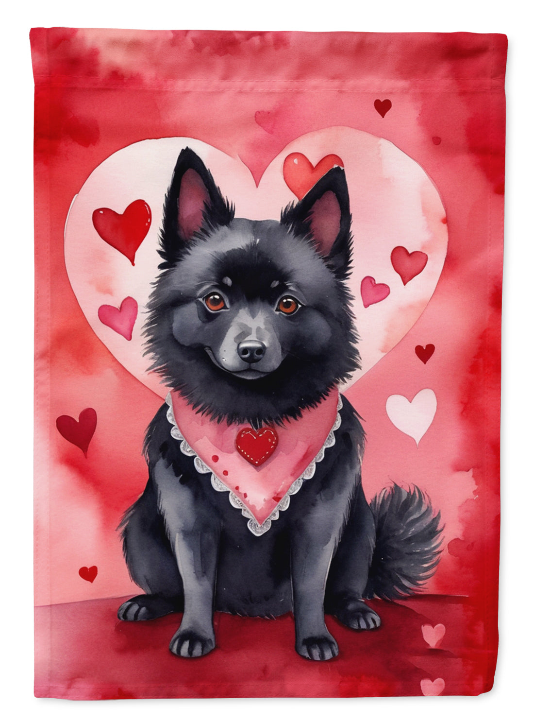 Schipperke My Valentine House Flag 28x40 Porch Sleeve Pole Decorative Outside Yard Banner Artwork Wall Hanging, Polyester
