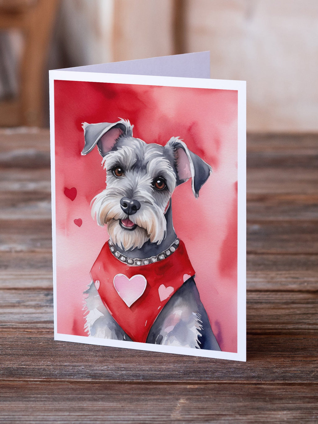 Schnauzer My Valentine Greeting Cards Pack of 8 Blank Cards with Envelopes Whimsical A7 Size 5x7