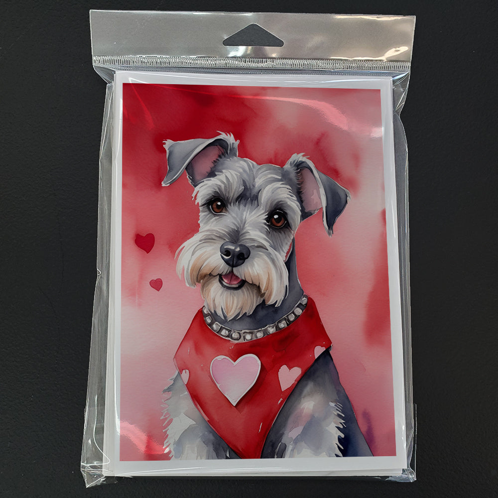 Schnauzer My Valentine Greeting Cards Pack of 8 Blank Cards with Envelopes Whimsical A7 Size 5x7