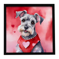 Schnauzer My Valentine Framed Metal Print Bathroom, Kitchen, Office, Home Decor Wall Art Ready to Hang, Square, 8X8
