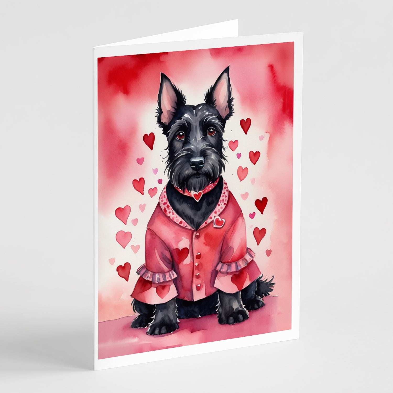 Scottish Terrier My Valentine Greeting Cards Pack of 8 Blank Cards with Envelopes Whimsical A7 Size 5x7