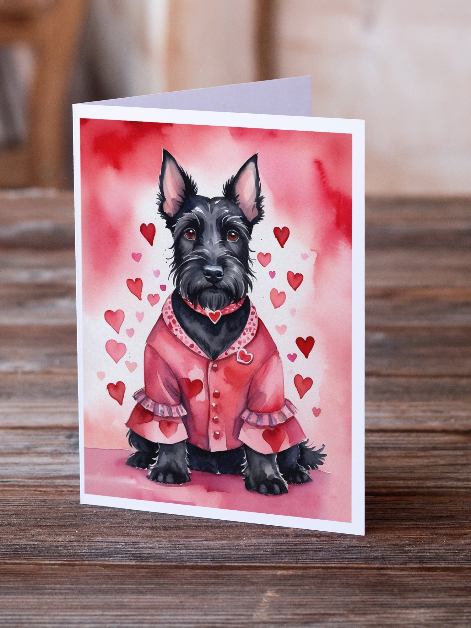 Scottish Terrier My Valentine Greeting Cards Pack of 8 Blank Cards with Envelopes Whimsical A7 Size 5x7