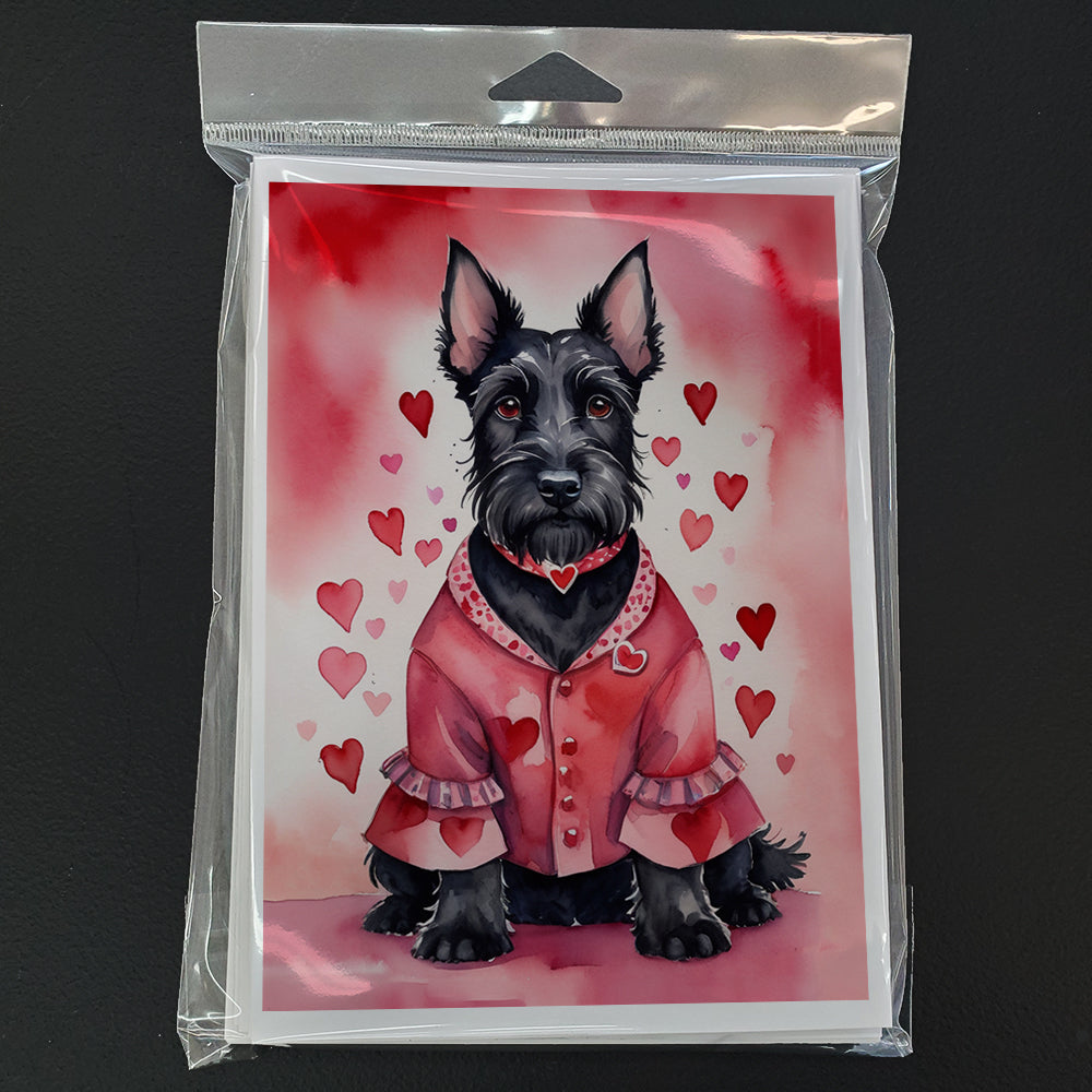 Scottish Terrier My Valentine Greeting Cards Pack of 8 Blank Cards with Envelopes Whimsical A7 Size 5x7