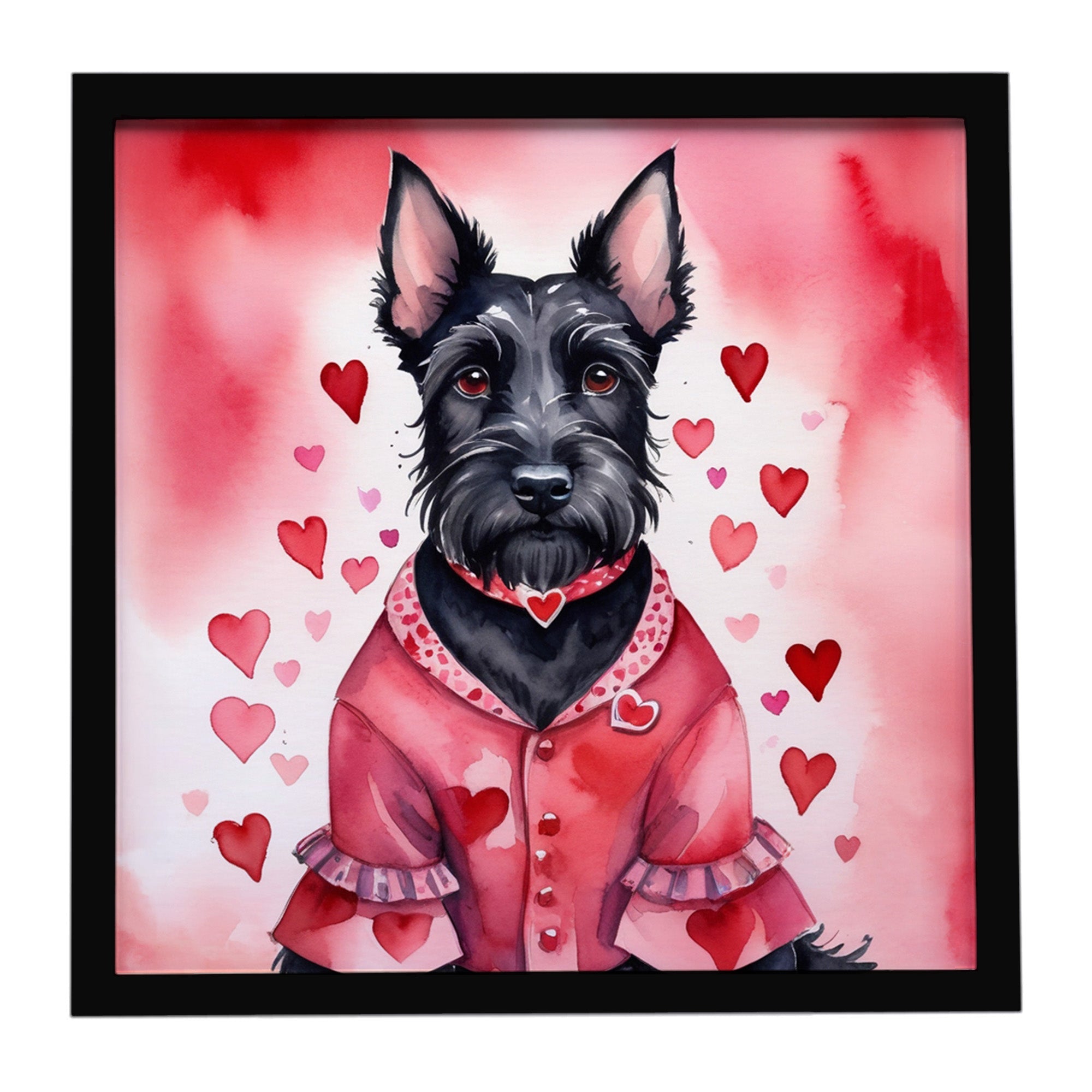 Scottish Terrier My Valentine Framed Metal Print Bathroom, Kitchen, Office, Home Decor Wall Art Ready to Hang, Square, 8X8
