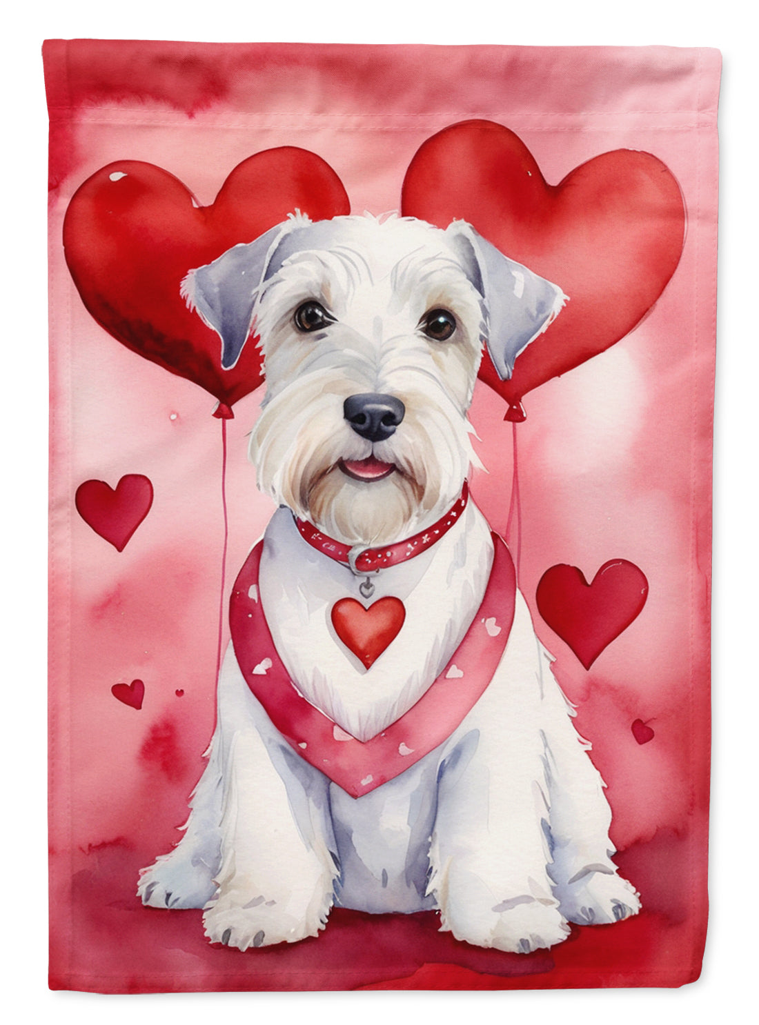Sealyham Terrier My Valentine House Flag 28x40 Porch Sleeve Pole Decorative Outside Yard Banner Artwork Wall Hanging, Polyester