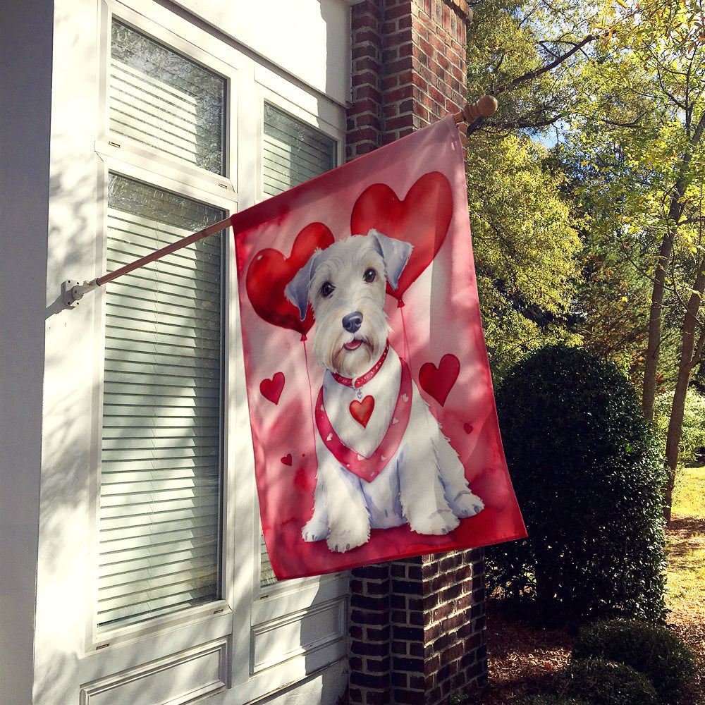 Sealyham Terrier My Valentine House Flag 28x40 Porch Sleeve Pole Decorative Outside Yard Banner Artwork Wall Hanging, Polyester