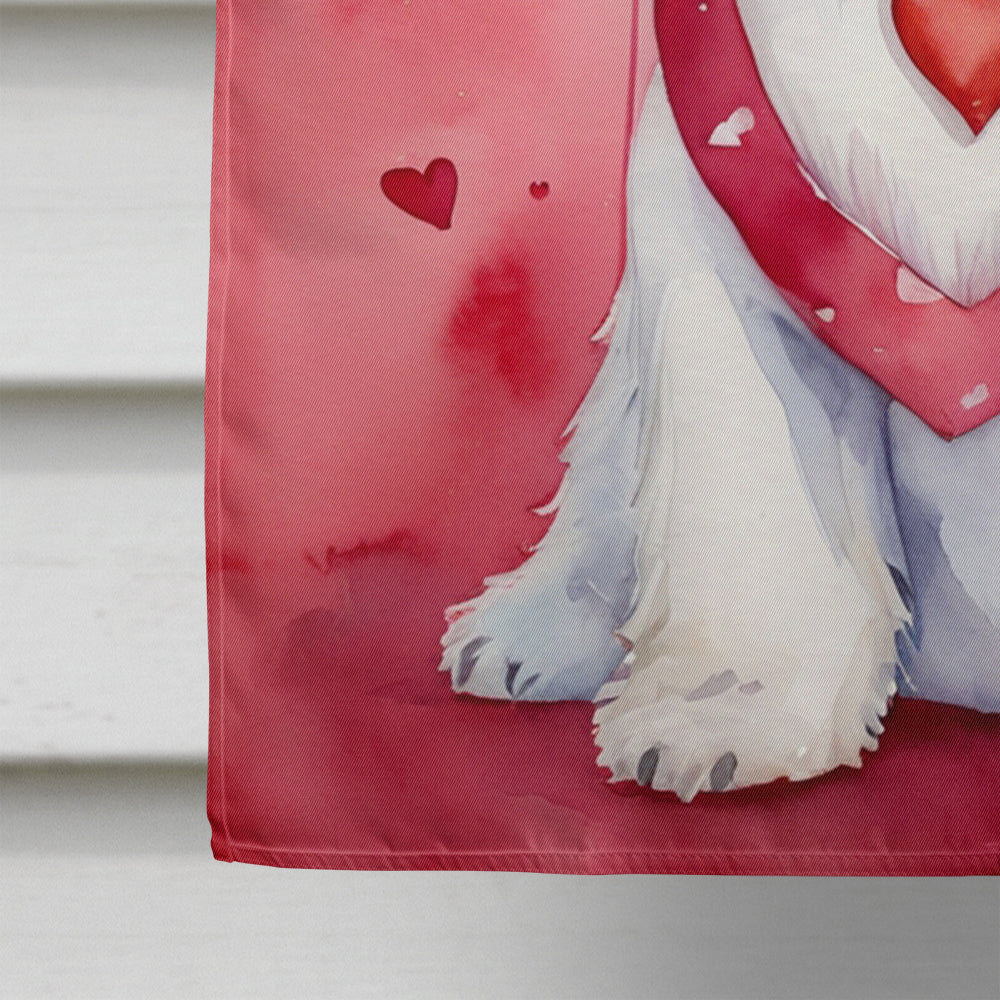 Sealyham Terrier My Valentine House Flag 28x40 Porch Sleeve Pole Decorative Outside Yard Banner Artwork Wall Hanging, Polyester