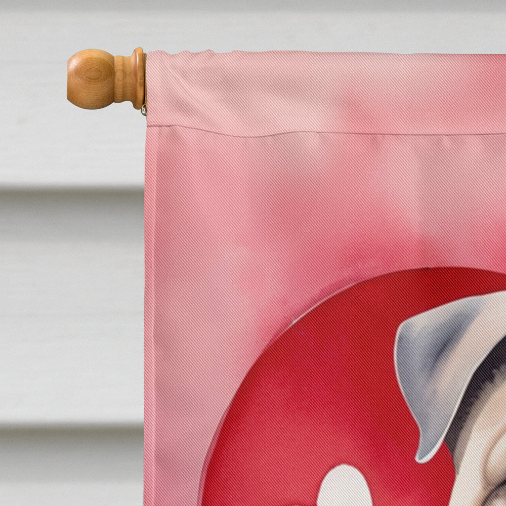 Shar Pei My Valentine House Flag 28x40 Porch Sleeve Pole Decorative Outside Yard Banner Artwork Wall Hanging, Polyester