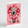 Shar Pei My Valentine Greeting Cards Pack of 8 Blank Cards with Envelopes Whimsical A7 Size 5x7