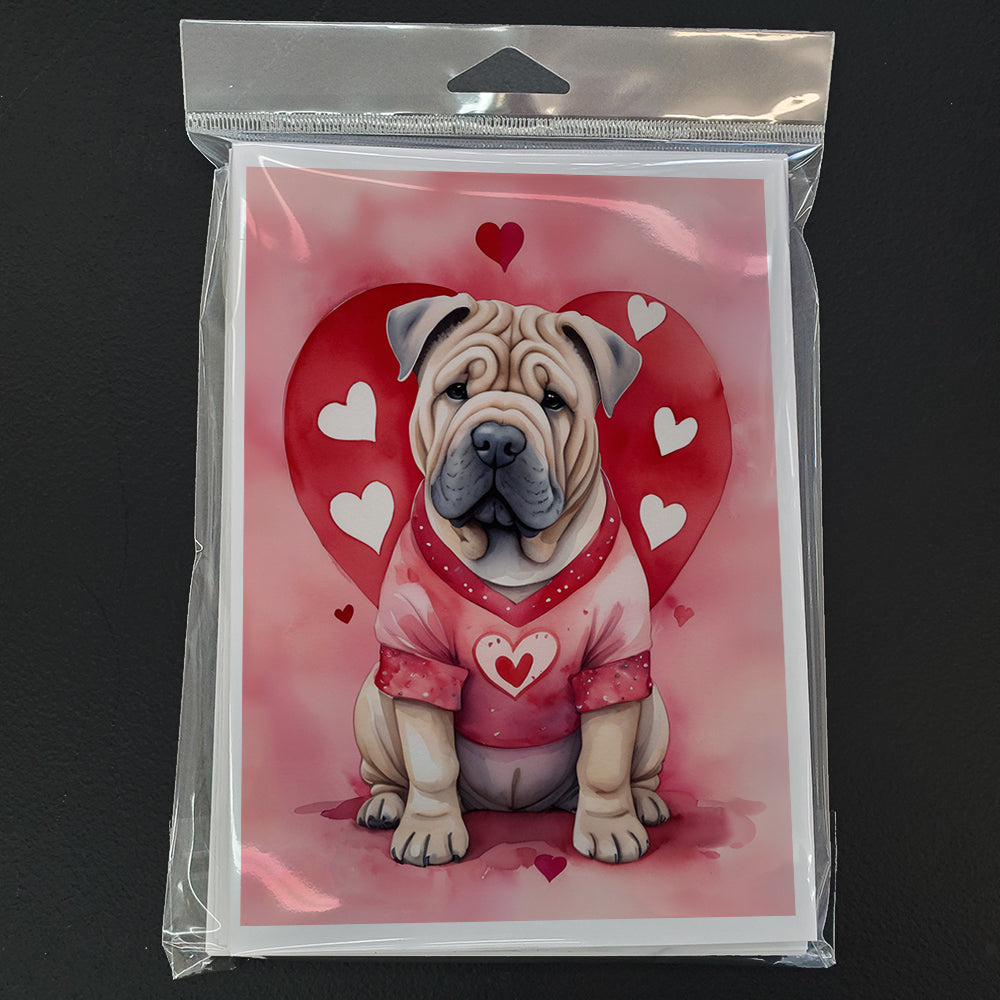 Shar Pei My Valentine Greeting Cards Pack of 8 Blank Cards with Envelopes Whimsical A7 Size 5x7