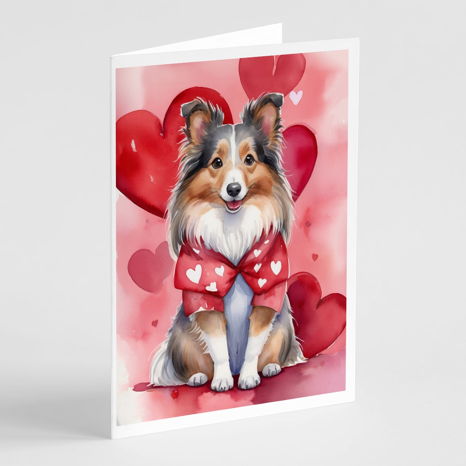 Sheltie My Valentine Greeting Cards Pack of 8 Blank Cards with Envelopes Whimsical A7 Size 5x7