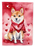 Shiba Inu My Valentine House Flag 28x40 Porch Sleeve Pole Decorative Outside Yard Banner Artwork Wall Hanging, Polyester