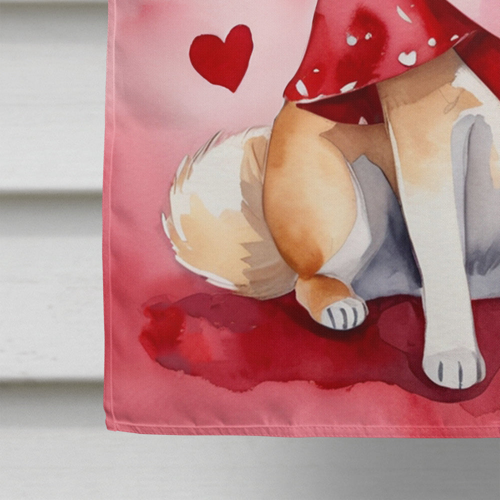 Shiba Inu My Valentine House Flag 28x40 Porch Sleeve Pole Decorative Outside Yard Banner Artwork Wall Hanging, Polyester