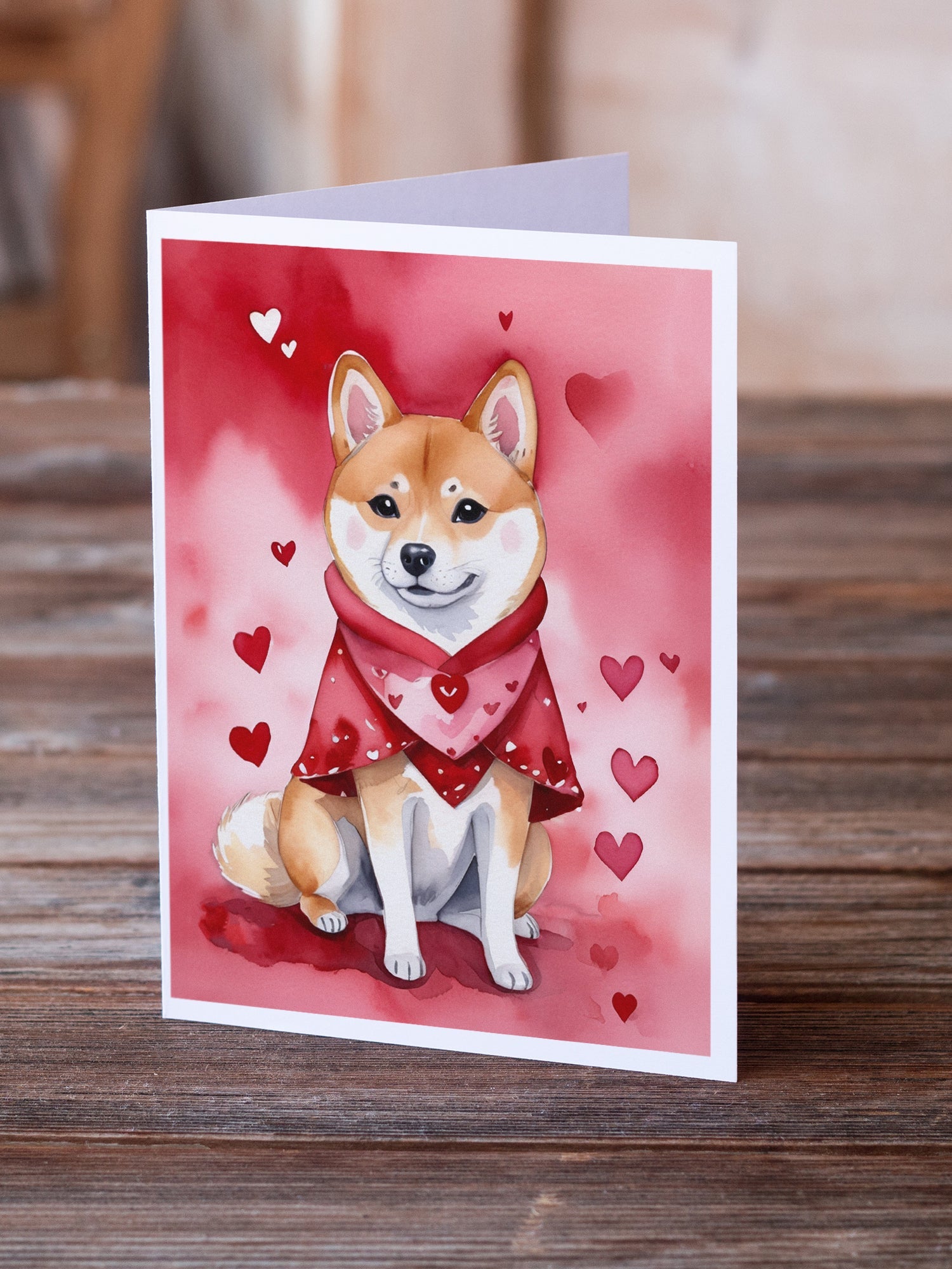 Shiba Inu My Valentine Greeting Cards Pack of 8 Blank Cards with Envelopes Whimsical A7 Size 5x7