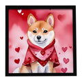Shiba Inu My Valentine Framed Metal Print Bathroom, Kitchen, Office, Home Decor Wall Art Ready to Hang, Square, 8X8