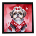 Shih Tzu My Valentine Framed Metal Print Bathroom, Kitchen, Office, Home Decor Wall Art Ready to Hang, Square, 8X8