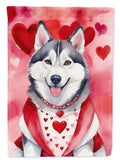 Siberian Husky My Valentine House Flag 28x40 Porch Sleeve Pole Decorative Outside Yard Banner Artwork Wall Hanging, Polyester