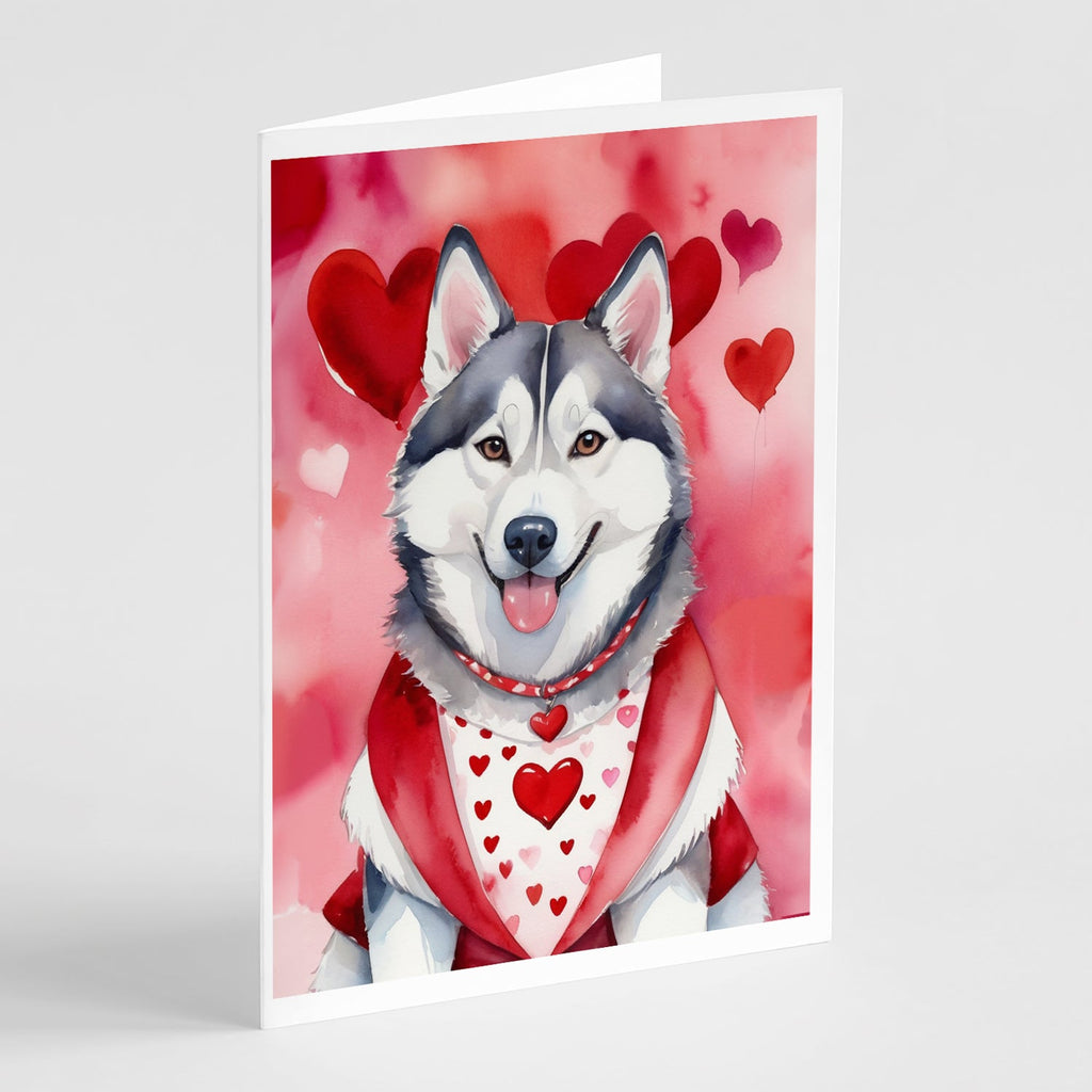 Siberian Husky My Valentine Greeting Cards Pack of 8 Blank Cards with Envelopes Whimsical A7 Size 5x7