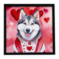Siberian Husky My Valentine Framed Metal Print Bathroom, Kitchen, Office, Home Decor Wall Art Ready to Hang, Square, 8X8