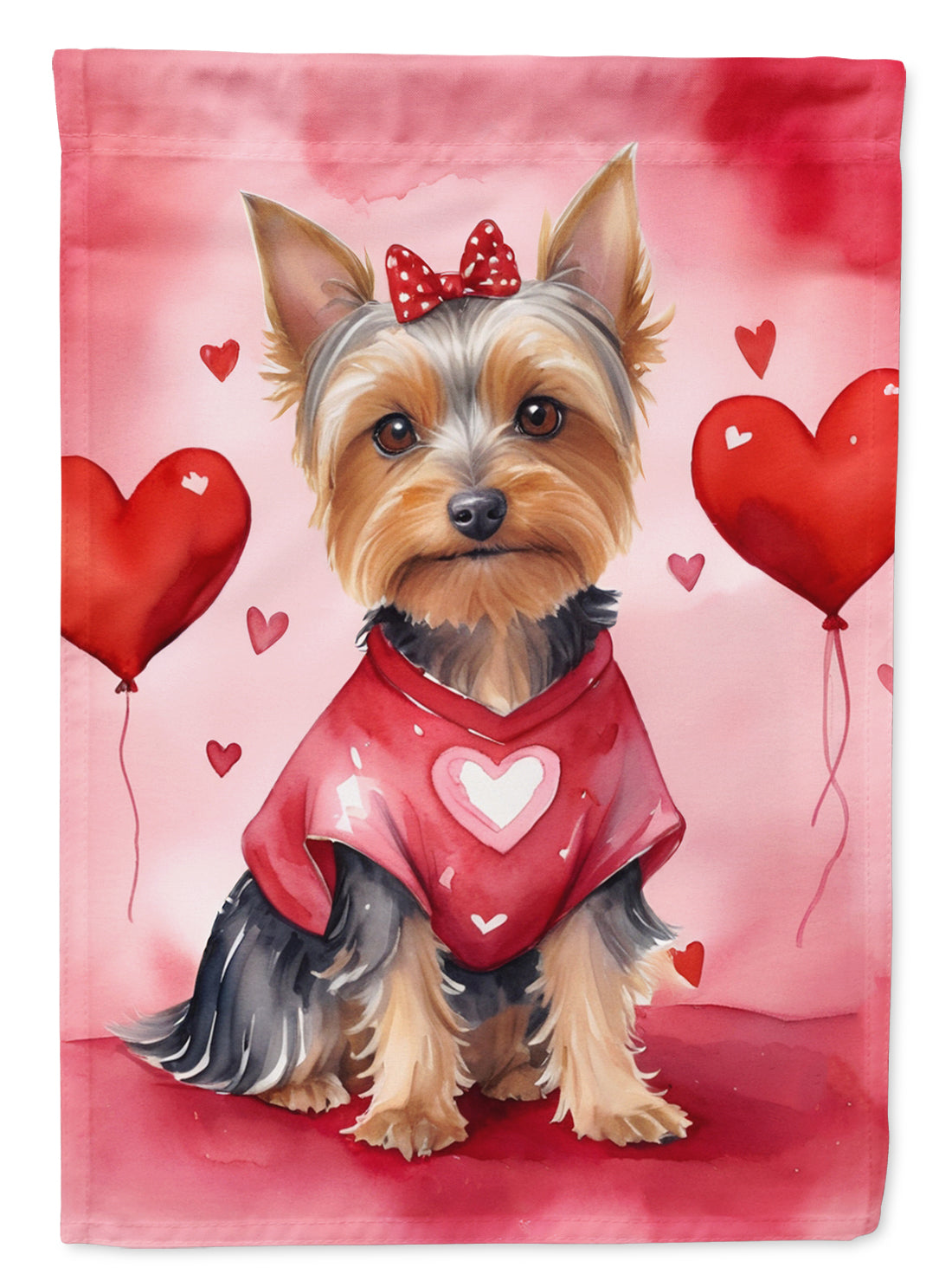 Silky Terrier My Valentine House Flag 28x40 Porch Sleeve Pole Decorative Outside Yard Banner Artwork Wall Hanging, Polyester