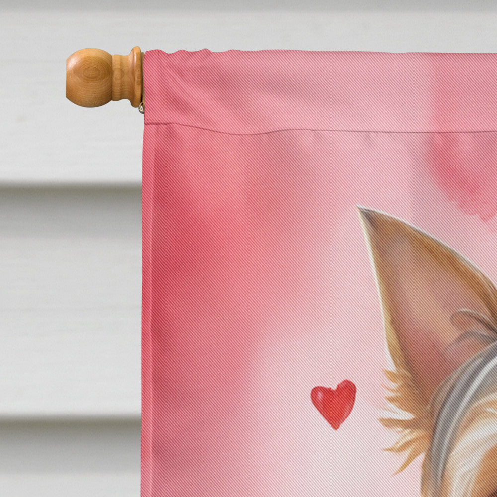 Silky Terrier My Valentine House Flag 28x40 Porch Sleeve Pole Decorative Outside Yard Banner Artwork Wall Hanging, Polyester