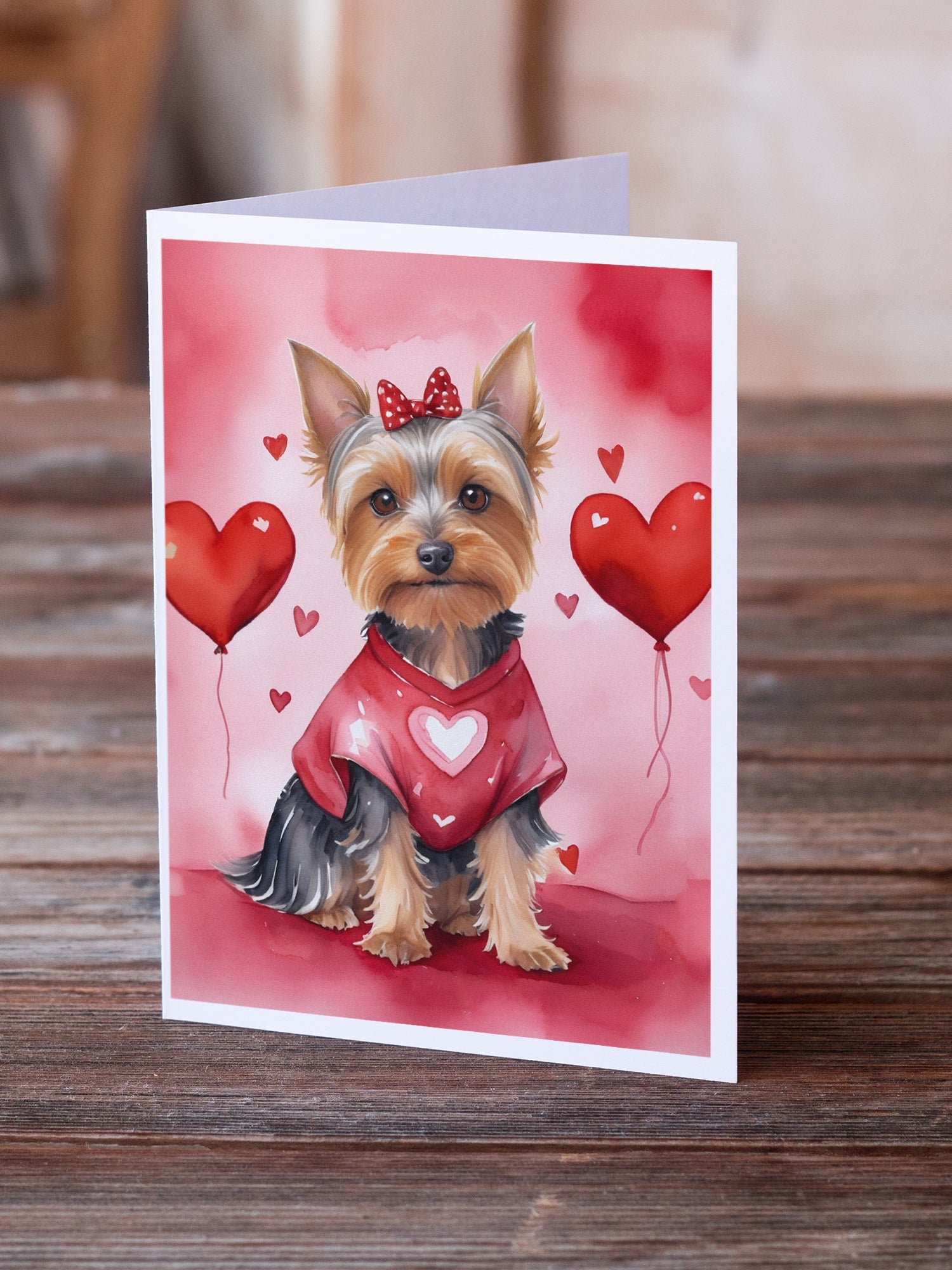 Silky Terrier My Valentine Greeting Cards Pack of 8 Blank Cards with Envelopes Whimsical A7 Size 5x7