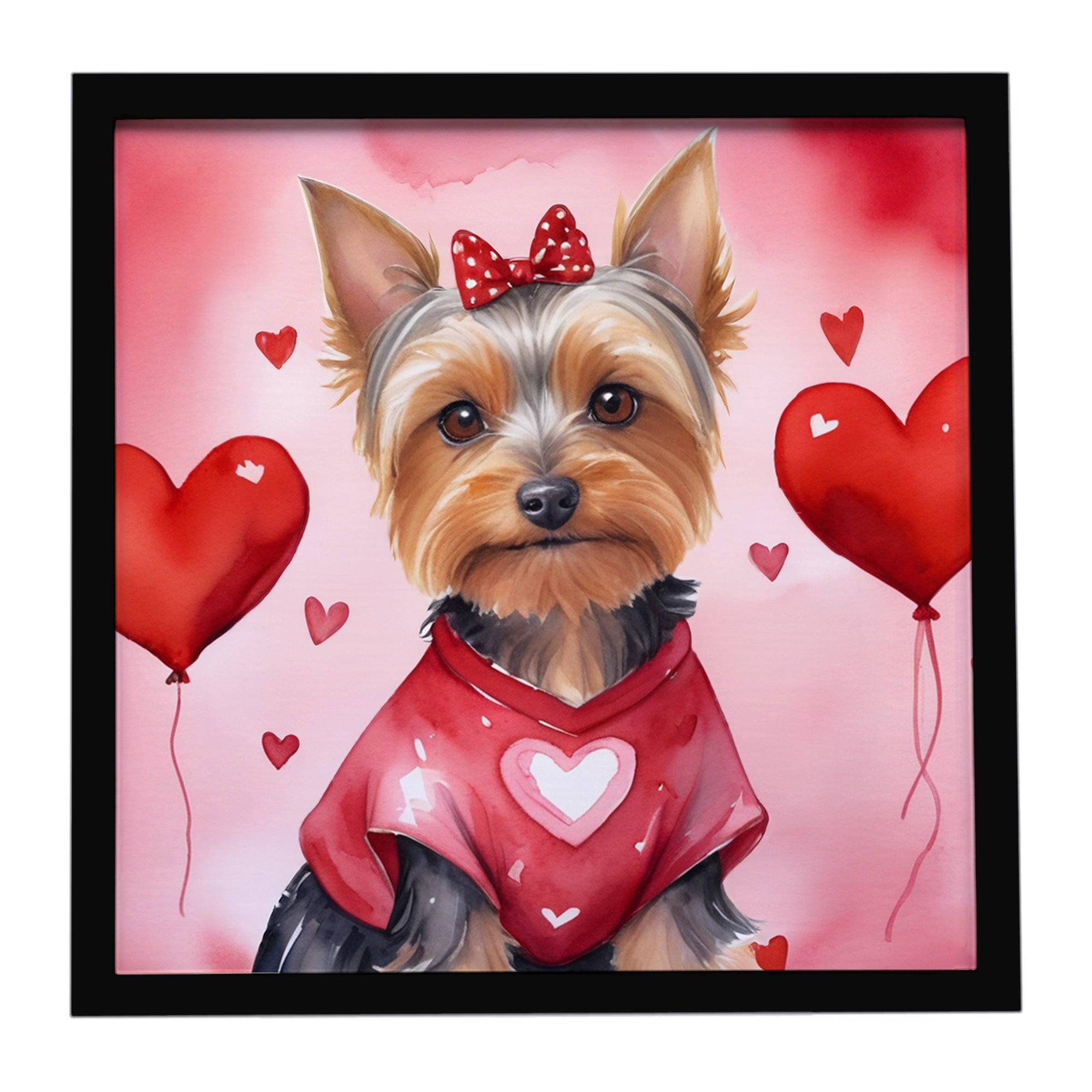 Silky Terrier My Valentine Framed Metal Print Bathroom, Kitchen, Office, Home Decor Wall Art Ready to Hang, Square, 8X8