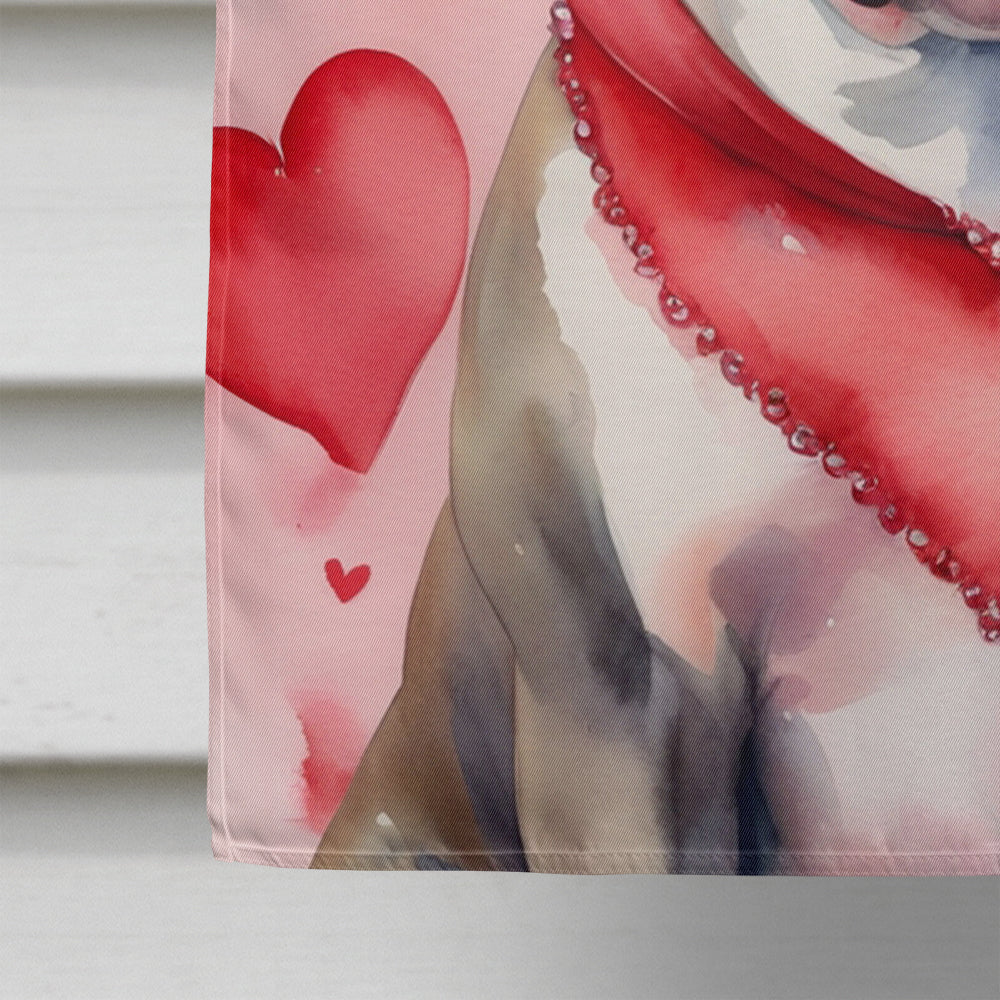 Staffordshire Bull Terrier My Valentine House Flag 28x40 Porch Sleeve Pole Decorative Outside Yard Banner Artwork Wall Hanging, Polyester