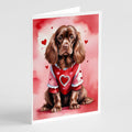 Sussex Spaniel My Valentine Greeting Cards Pack of 8 Blank Cards with Envelopes Whimsical A7 Size 5x7