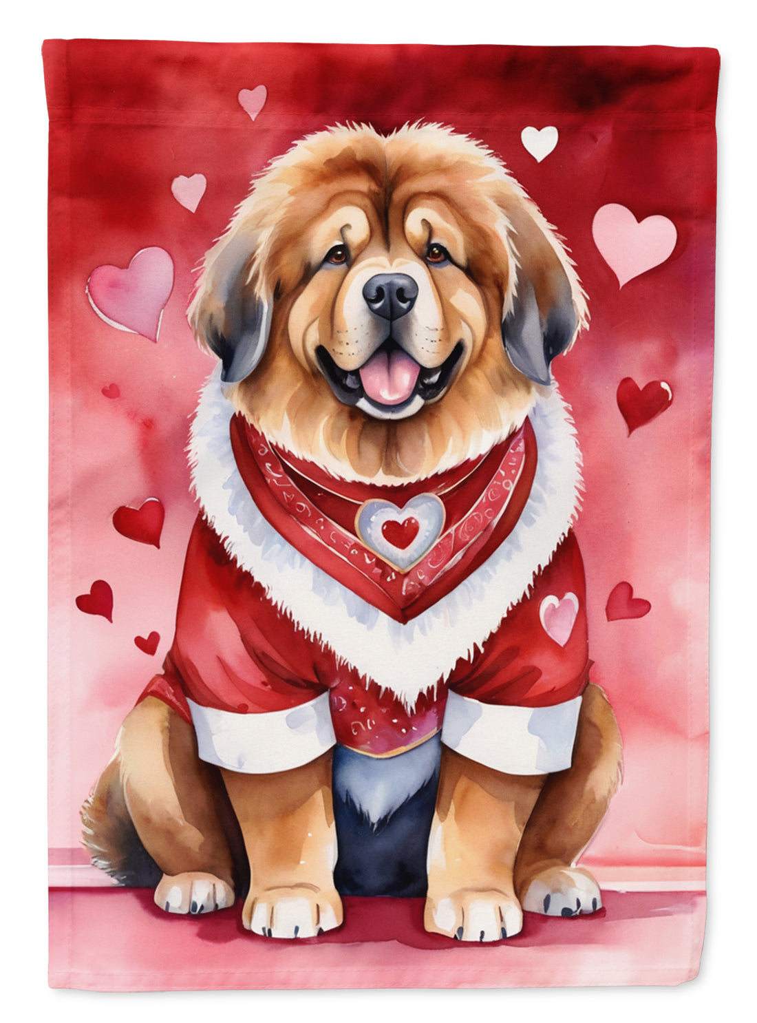 Tibetan Mastiff My Valentine House Flag 28x40 Porch Sleeve Pole Decorative Outside Yard Banner Artwork Wall Hanging, Polyester