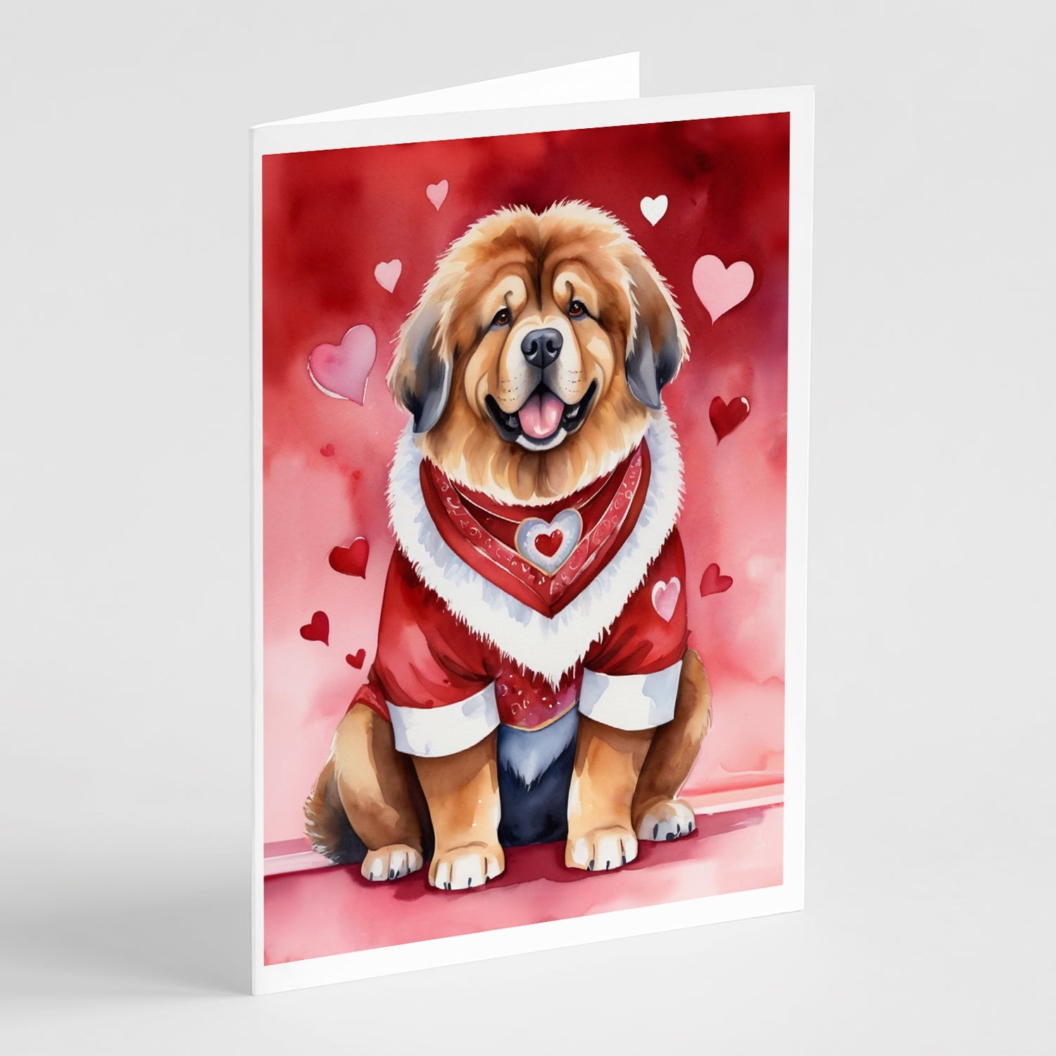 Tibetan Mastiff My Valentine Greeting Cards Pack of 8 Blank Cards with Envelopes Whimsical A7 Size 5x7