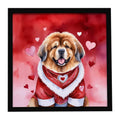 Tibetan Mastiff My Valentine Framed Metal Print Bathroom, Kitchen, Office, Home Decor Wall Art Ready to Hang, Square, 8X8