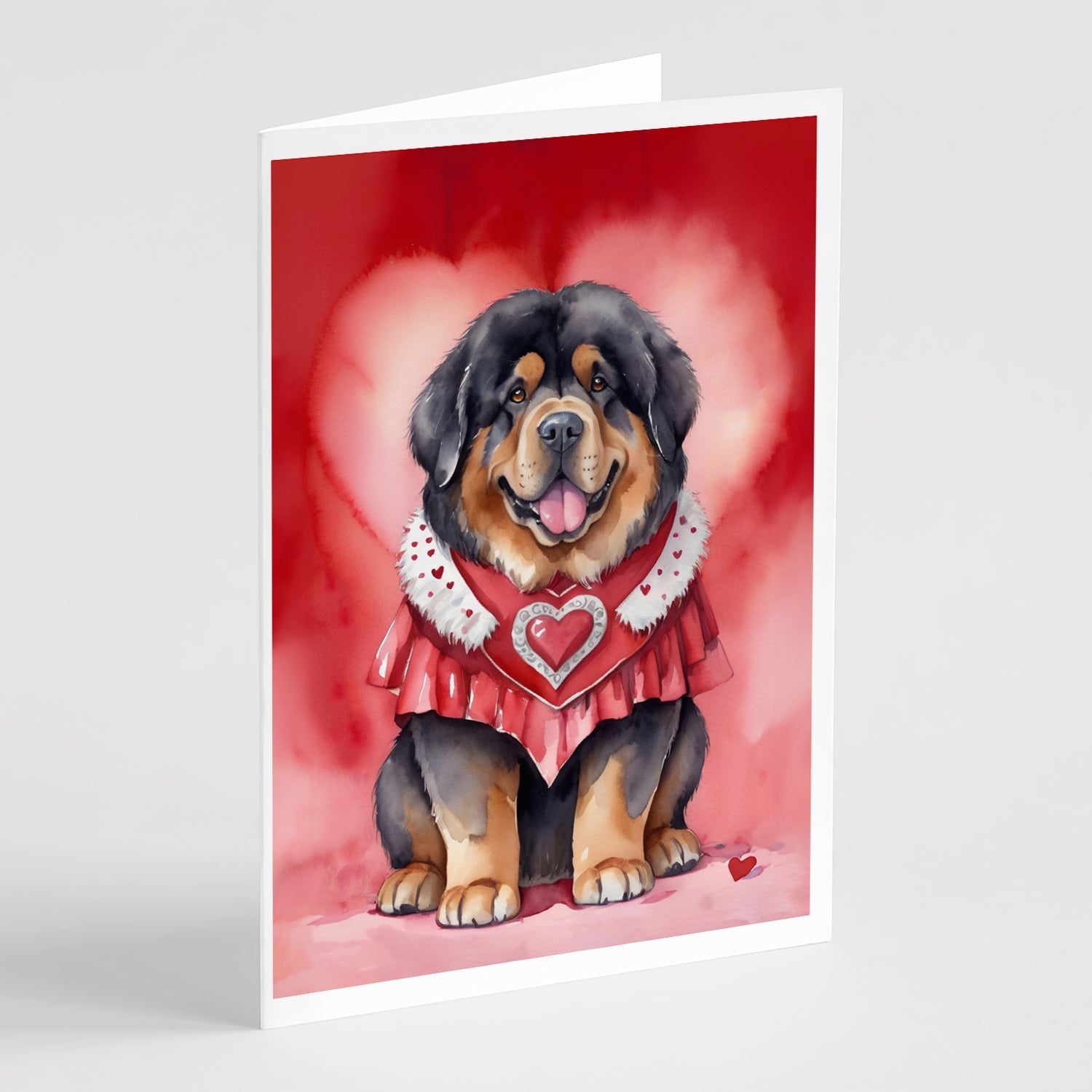 Tibetan Mastiff My Valentine Greeting Cards Pack of 8 Blank Cards with Envelopes Whimsical A7 Size 5x7