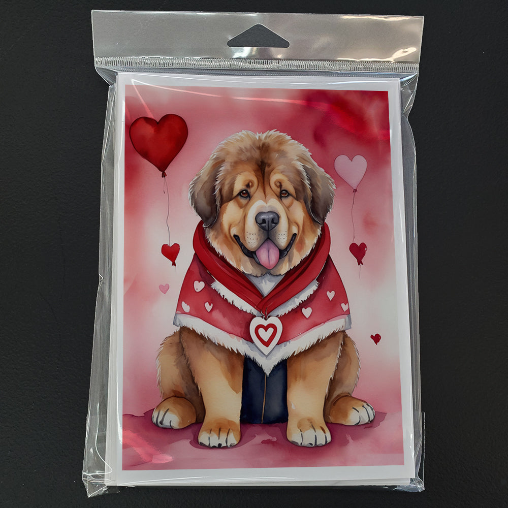 Tibetan Mastiff My Valentine Greeting Cards Pack of 8 Blank Cards with Envelopes Whimsical A7 Size 5x7