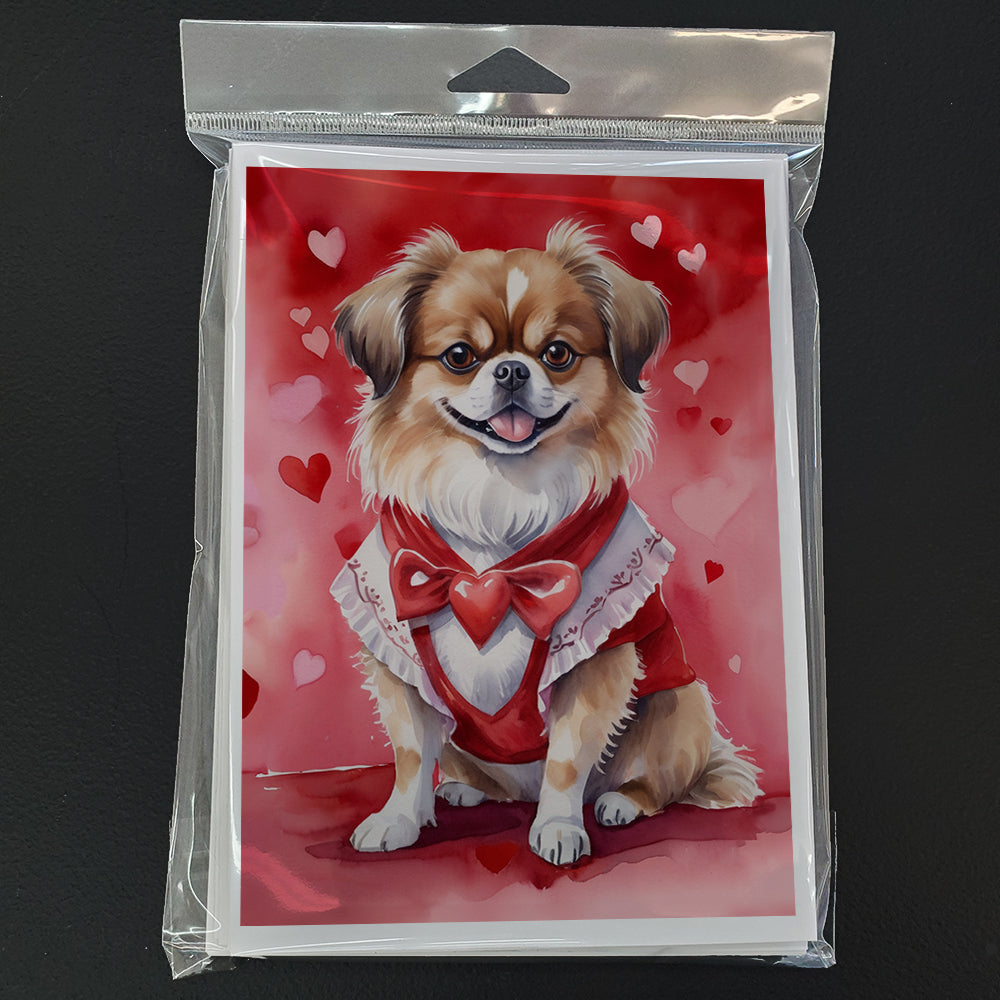 Tibetan Spaniel My Valentine Greeting Cards Pack of 8 Blank Cards with Envelopes Whimsical A7 Size 5x7