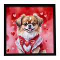 Tibetan Spaniel My Valentine Framed Metal Print Bathroom, Kitchen, Office, Home Decor Wall Art Ready to Hang, Square, 8X8