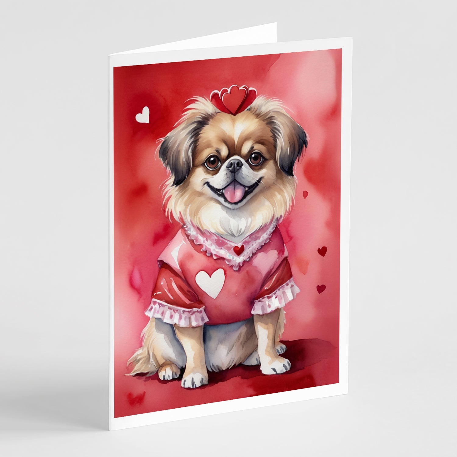 Tibetan Spaniel My Valentine Greeting Cards Pack of 8 Blank Cards with Envelopes Whimsical A7 Size 5x7