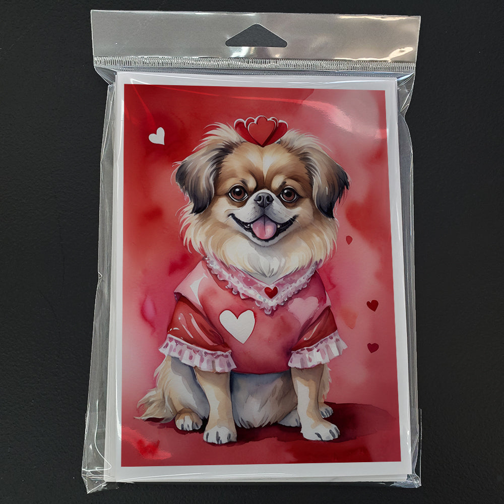 Tibetan Spaniel My Valentine Greeting Cards Pack of 8 Blank Cards with Envelopes Whimsical A7 Size 5x7