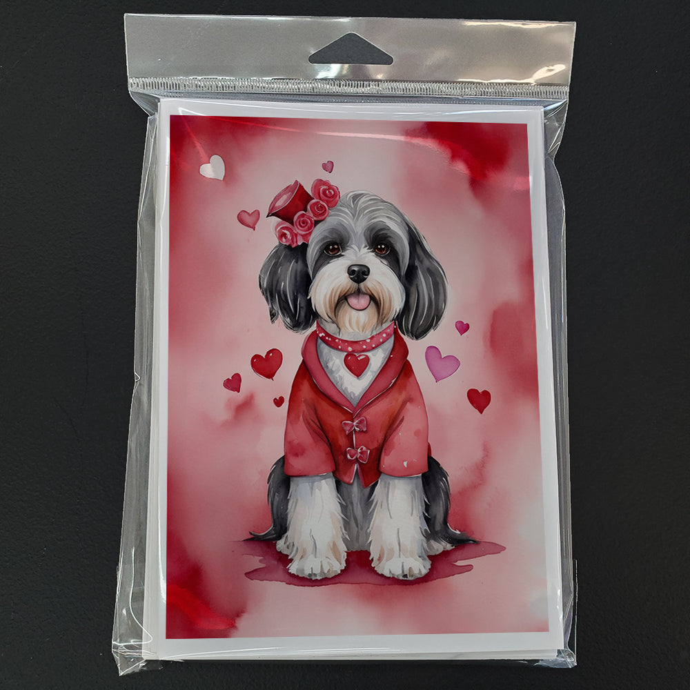 Tibetan Terrier My Valentine Greeting Cards Pack of 8 Blank Cards with Envelopes Whimsical A7 Size 5x7