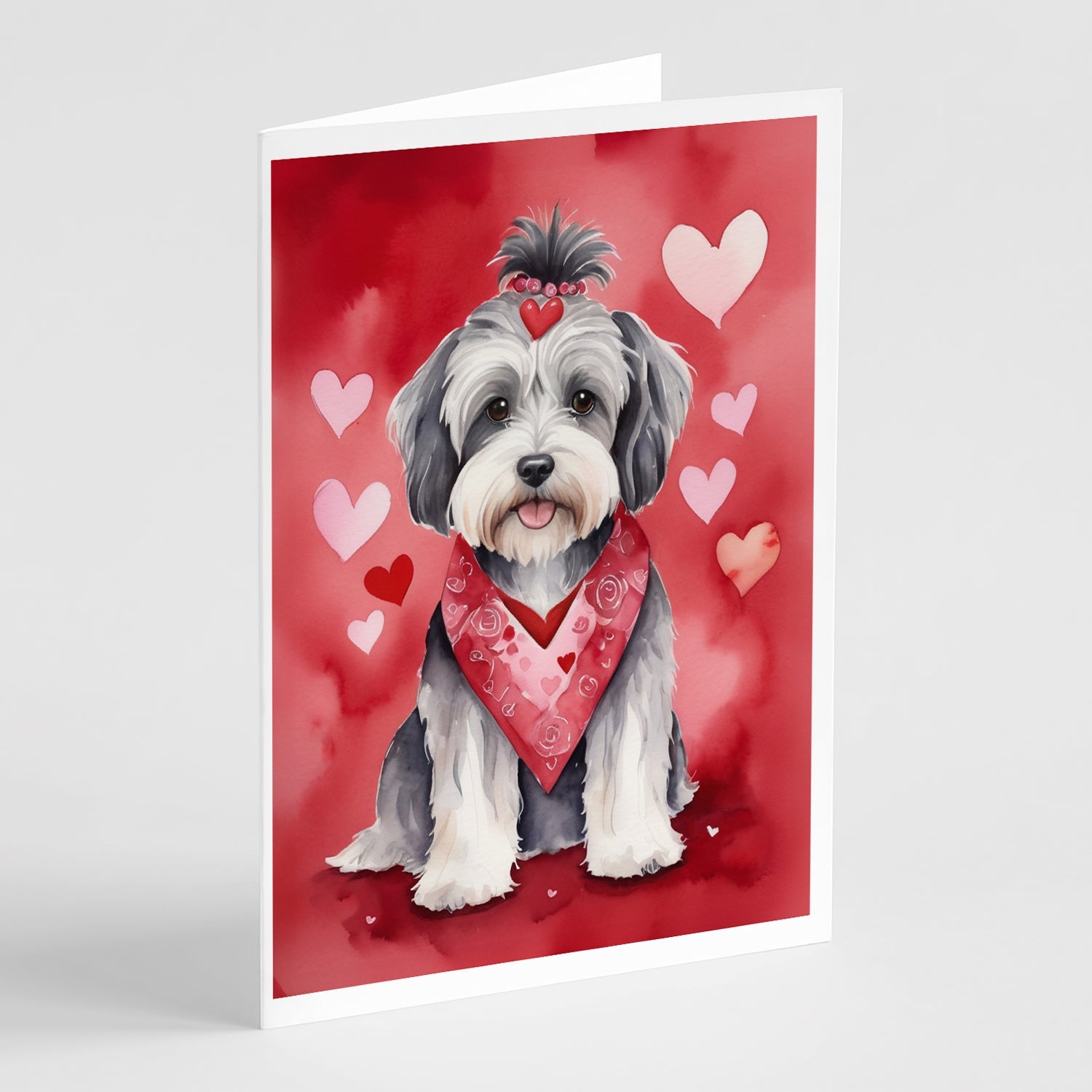 Tibetan Terrier My Valentine Greeting Cards Pack of 8 Blank Cards with Envelopes Whimsical A7 Size 5x7