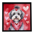 Tibetan Terrier My Valentine Framed Metal Print Bathroom, Kitchen, Office, Home Decor Wall Art Ready to Hang, Square, 8X8