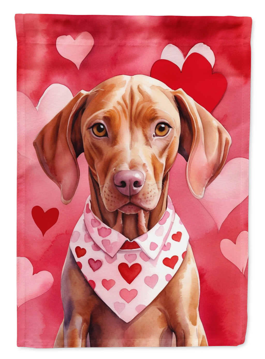 Vizsla My Valentine House Flag 28x40 Porch Sleeve Pole Decorative Outside Yard Banner Artwork Wall Hanging, Polyester