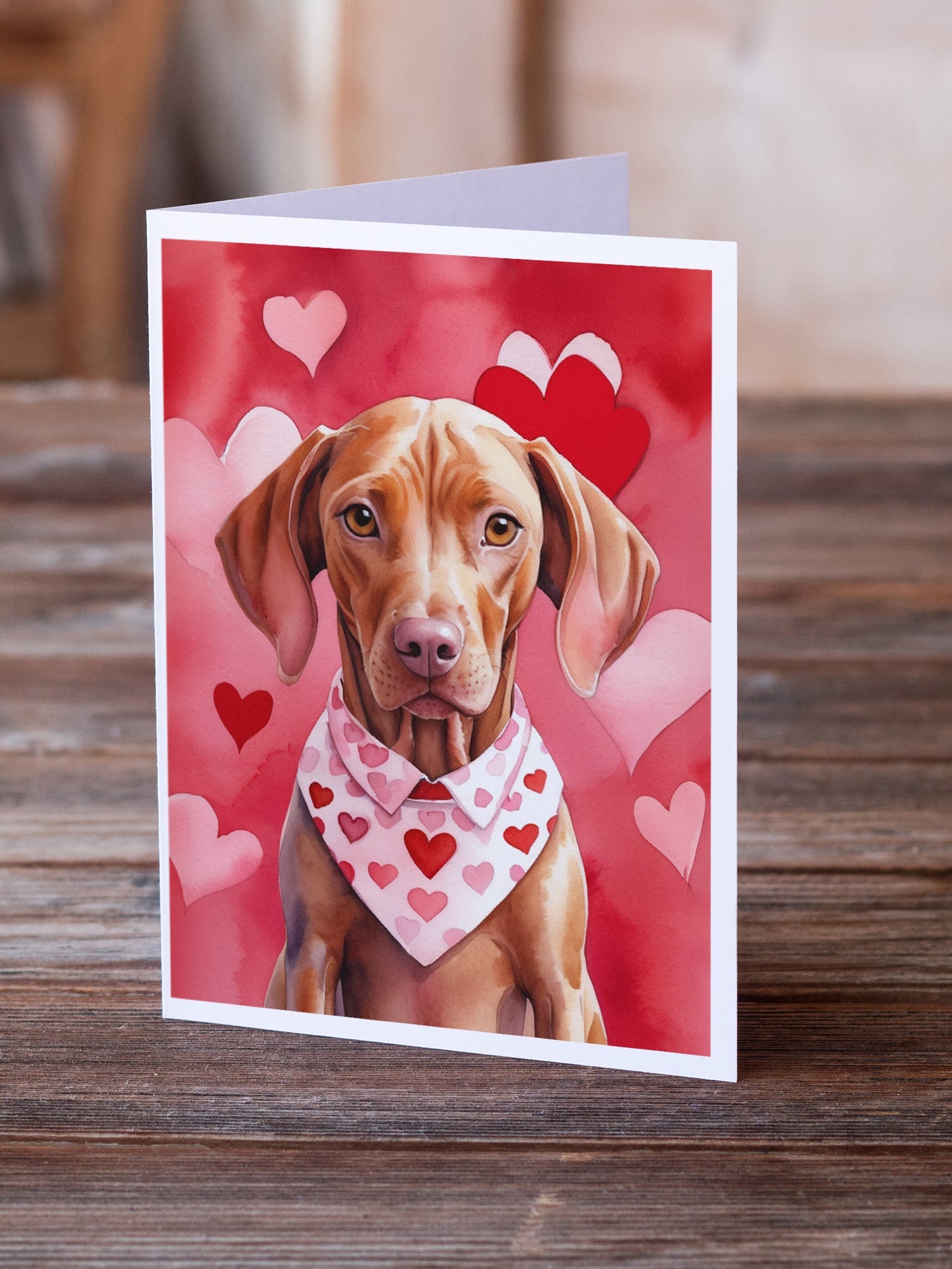 Vizsla My Valentine Greeting Cards Pack of 8 Blank Cards with Envelopes Whimsical A7 Size 5x7