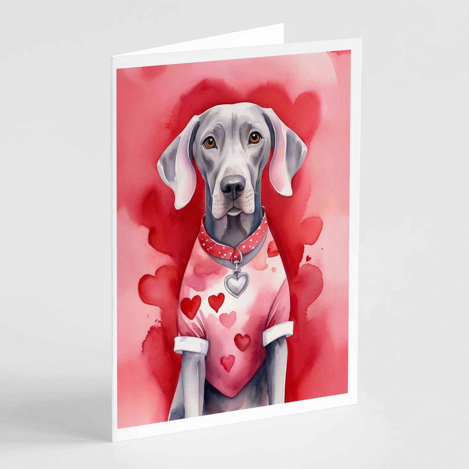 Weimaraner My Valentine Greeting Cards Pack of 8 Blank Cards with Envelopes Whimsical A7 Size 5x7