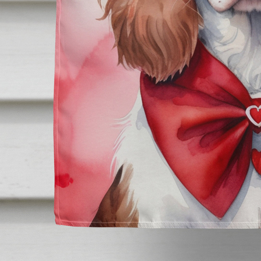 Welsh Springer Spaniel My Valentine House Flag 28x40 Porch Sleeve Pole Decorative Outside Yard Banner Artwork Wall Hanging, Polyester