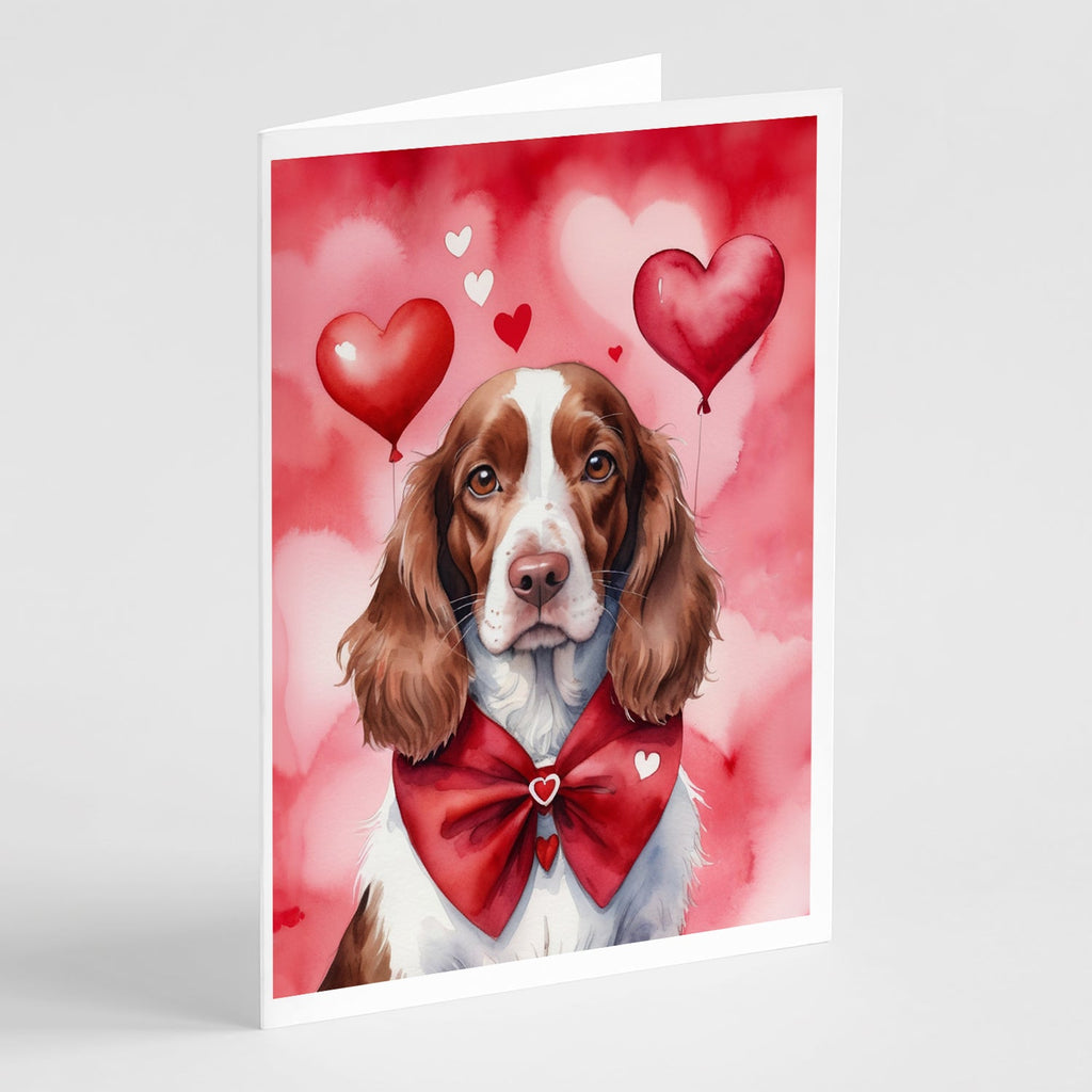 Welsh Springer Spaniel My Valentine Greeting Cards Pack of 8 Blank Cards with Envelopes Whimsical A7 Size 5x7