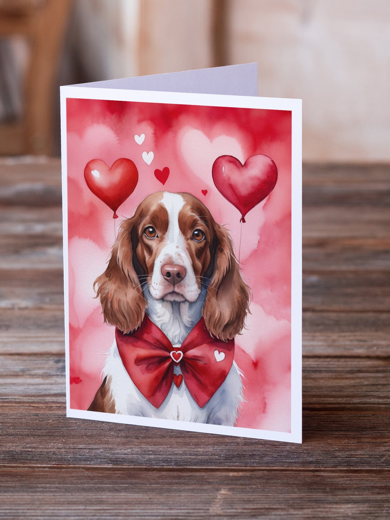 Welsh Springer Spaniel My Valentine Greeting Cards Pack of 8 Blank Cards with Envelopes Whimsical A7 Size 5x7
